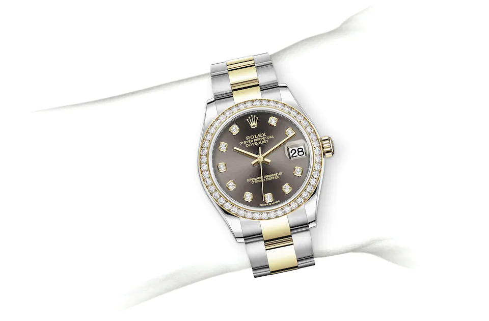 Rolex Datejust Oyster, 31 mm, yellow gold and diamonds, M278288RBR-0006
