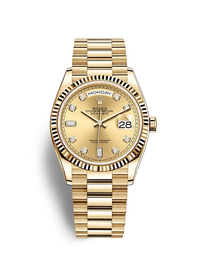 rolex day date yellow gold black dial