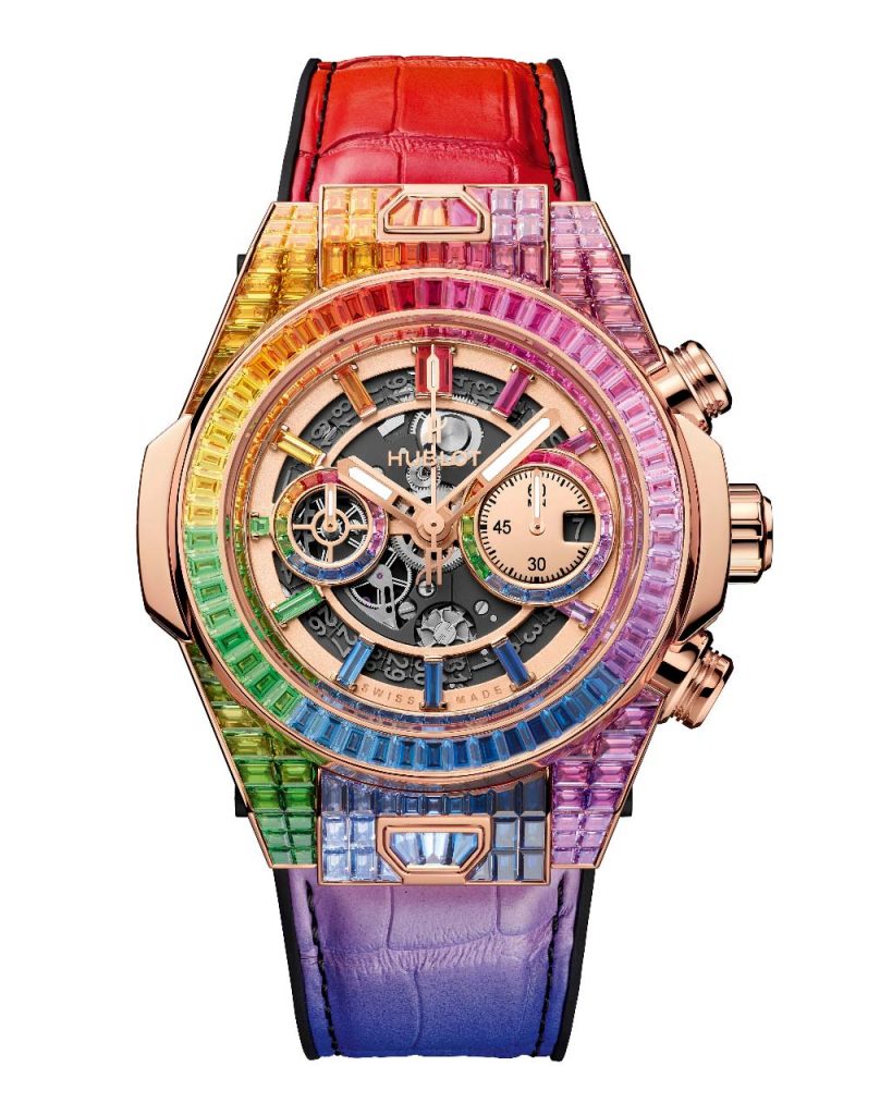 Hublot Big Bang Unico Full Baguette King Gold Rainbow 45 mm The